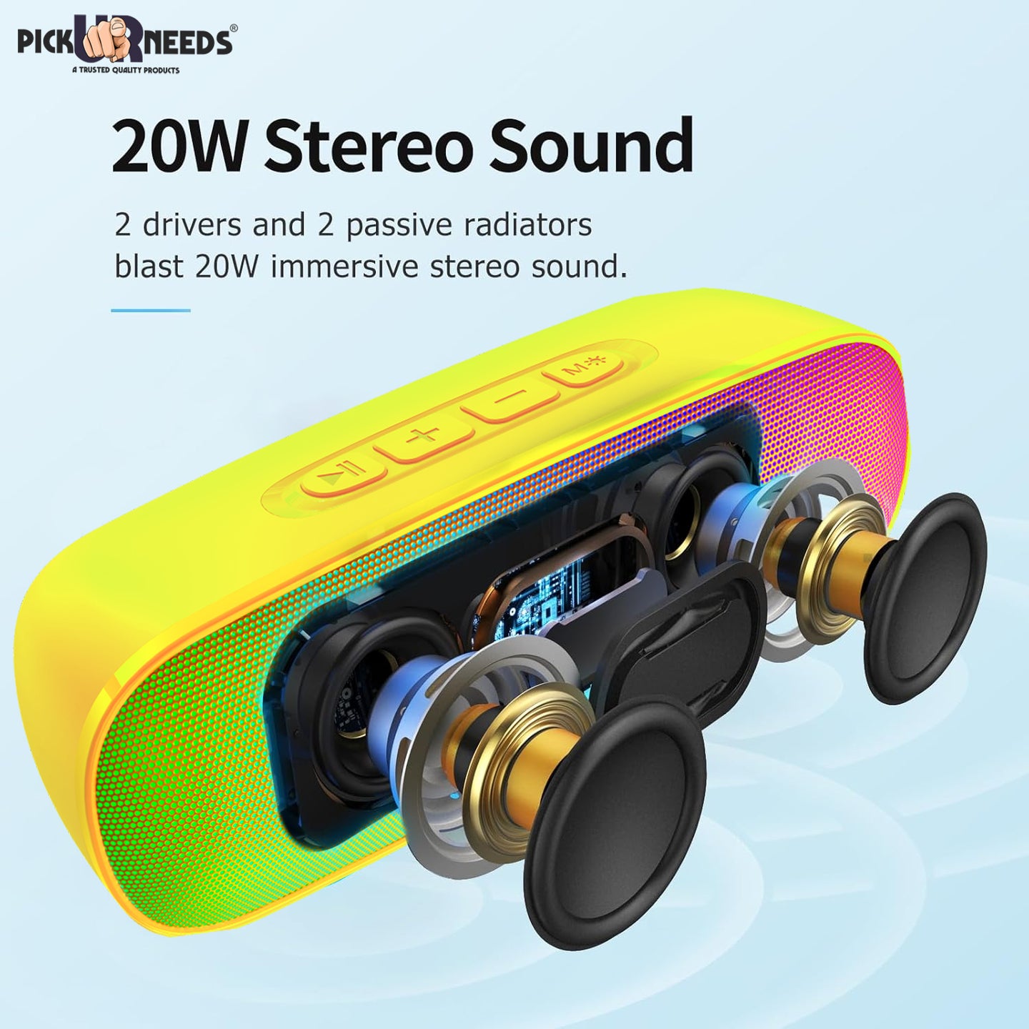 Pick Ur Needs High Quality Sound Wireless Speaker With RGB Light AUX / TF Card / USB Supported 12 W Bluetooth Speaker  (Black, 5.0 Channel)